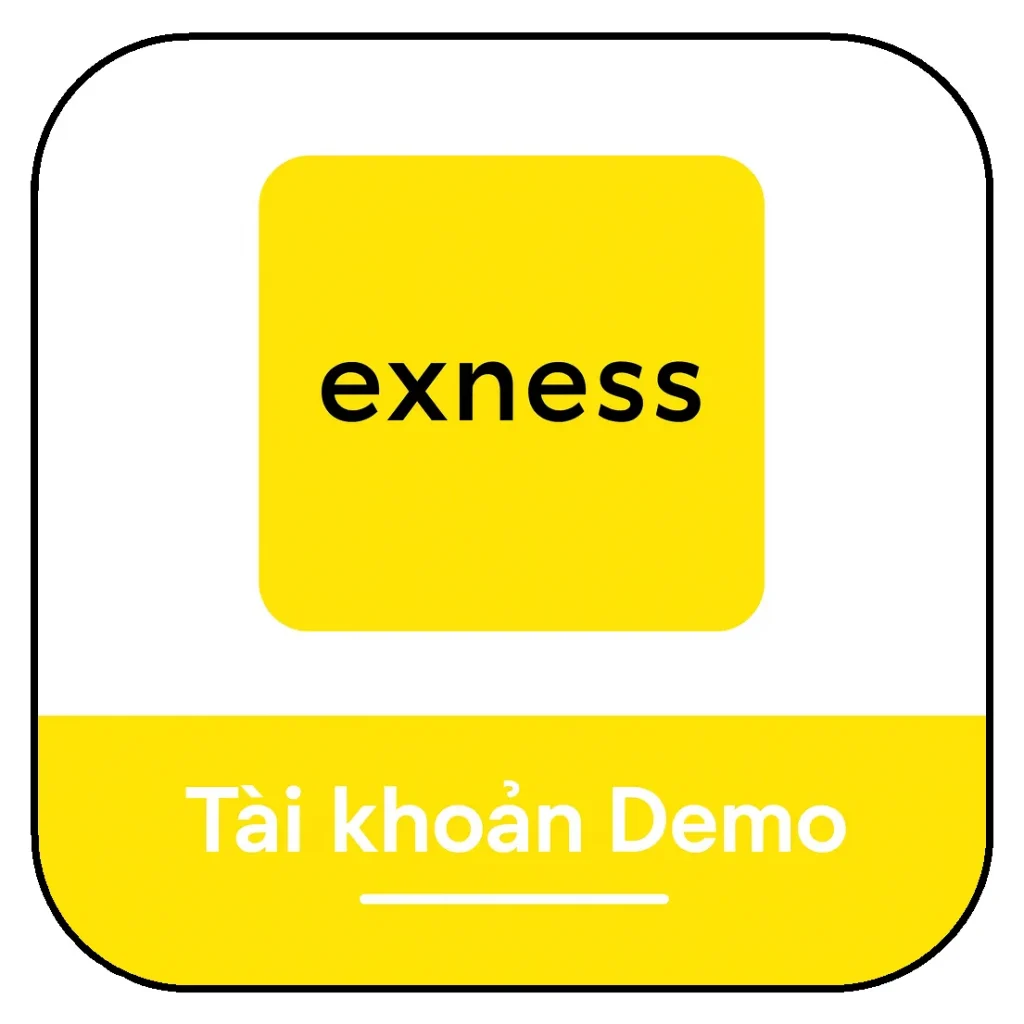 Logo Exness màu vàng với dòng chữ “Tài khoản Demo” bên dưới